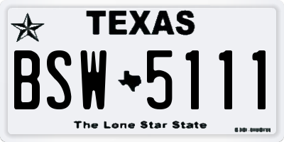 TX license plate BSW5111