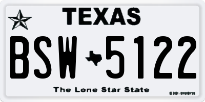 TX license plate BSW5122