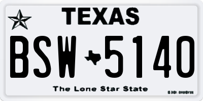 TX license plate BSW5140