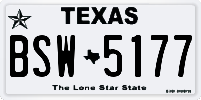 TX license plate BSW5177