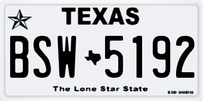 TX license plate BSW5192