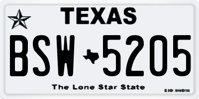 TX license plate BSW5205