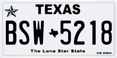TX license plate BSW5218