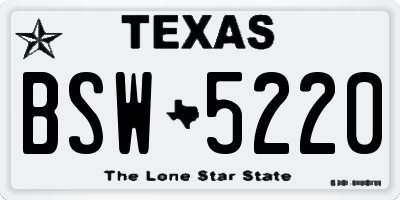 TX license plate BSW5220