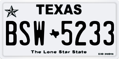 TX license plate BSW5233