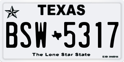 TX license plate BSW5317