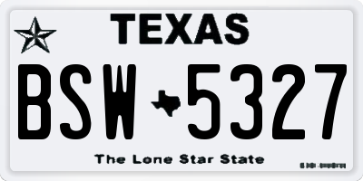 TX license plate BSW5327