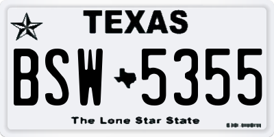 TX license plate BSW5355