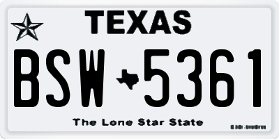 TX license plate BSW5361