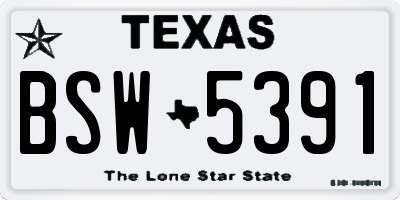 TX license plate BSW5391