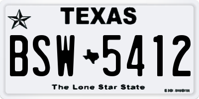 TX license plate BSW5412