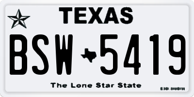 TX license plate BSW5419