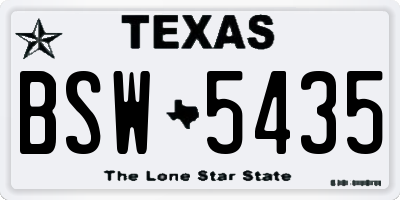 TX license plate BSW5435