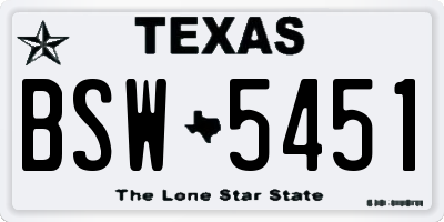 TX license plate BSW5451