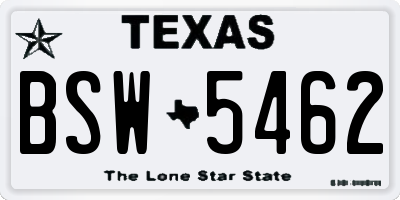 TX license plate BSW5462