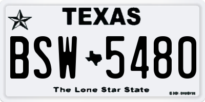 TX license plate BSW5480