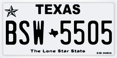TX license plate BSW5505