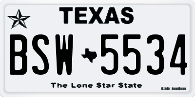 TX license plate BSW5534