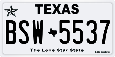 TX license plate BSW5537