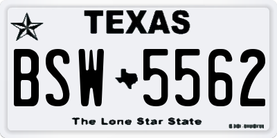 TX license plate BSW5562