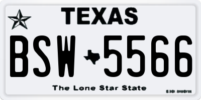 TX license plate BSW5566