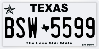 TX license plate BSW5599