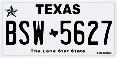 TX license plate BSW5627