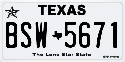 TX license plate BSW5671