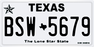 TX license plate BSW5679