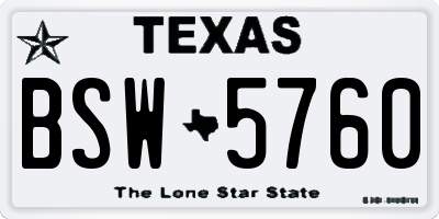 TX license plate BSW5760