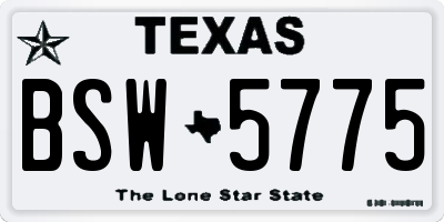TX license plate BSW5775
