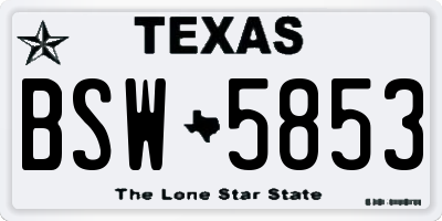 TX license plate BSW5853