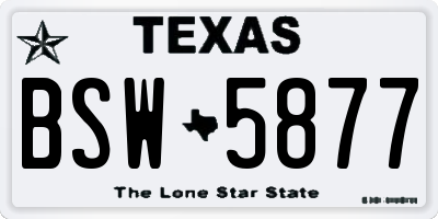 TX license plate BSW5877