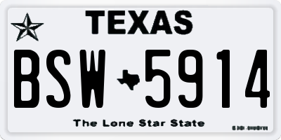 TX license plate BSW5914