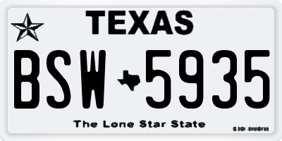 TX license plate BSW5935