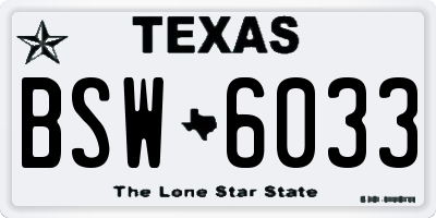 TX license plate BSW6033