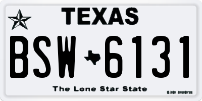TX license plate BSW6131
