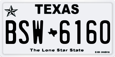 TX license plate BSW6160