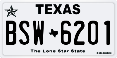 TX license plate BSW6201