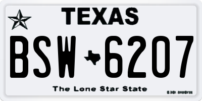 TX license plate BSW6207