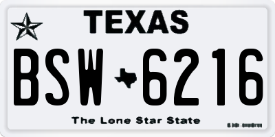 TX license plate BSW6216