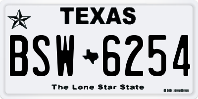 TX license plate BSW6254