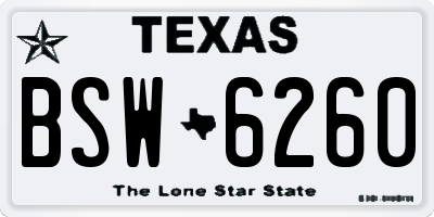 TX license plate BSW6260
