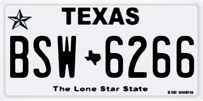 TX license plate BSW6266
