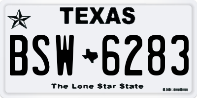 TX license plate BSW6283
