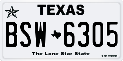 TX license plate BSW6305