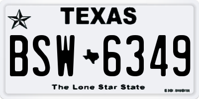 TX license plate BSW6349