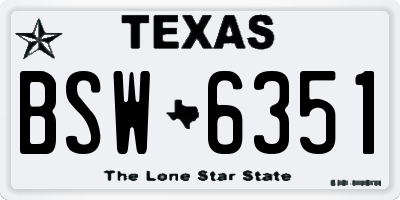 TX license plate BSW6351