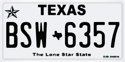 TX license plate BSW6357