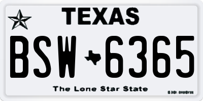 TX license plate BSW6365